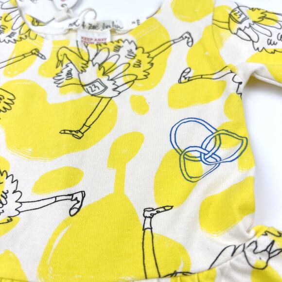 NWT Noe & Zoe Berlin Yellow Ostrich Dress - Picture 3 of 7